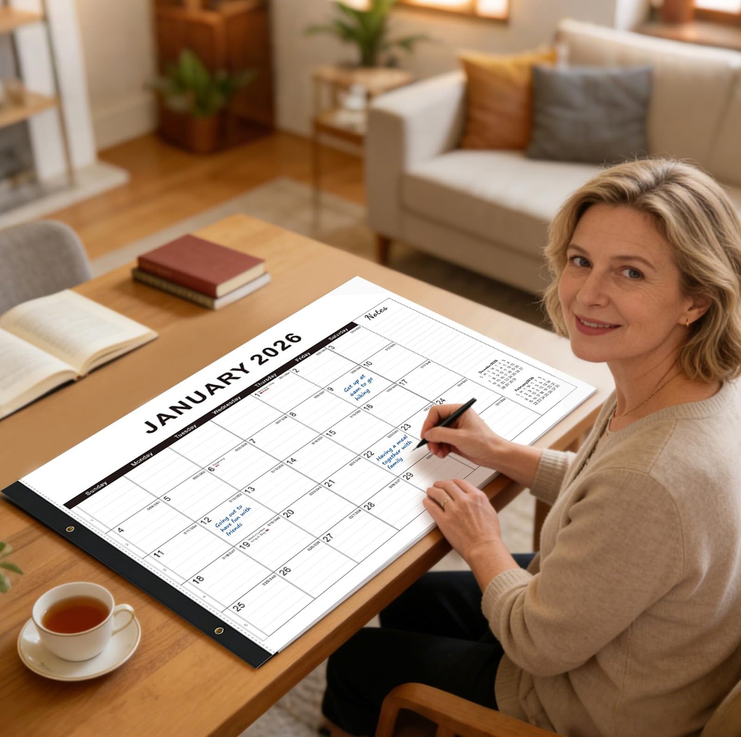 2026 Desk Calendar Large 22x17 – Desk Top Calendar 2026 with plastic cover