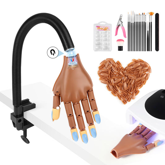 Adonafy Practice Hand for Acrylic Nails: Detachable Magnetic Practice Hand for DIY Nail Art - Realistic Flexible Fake Hand Manicure Training Finger at Home for Beginners
