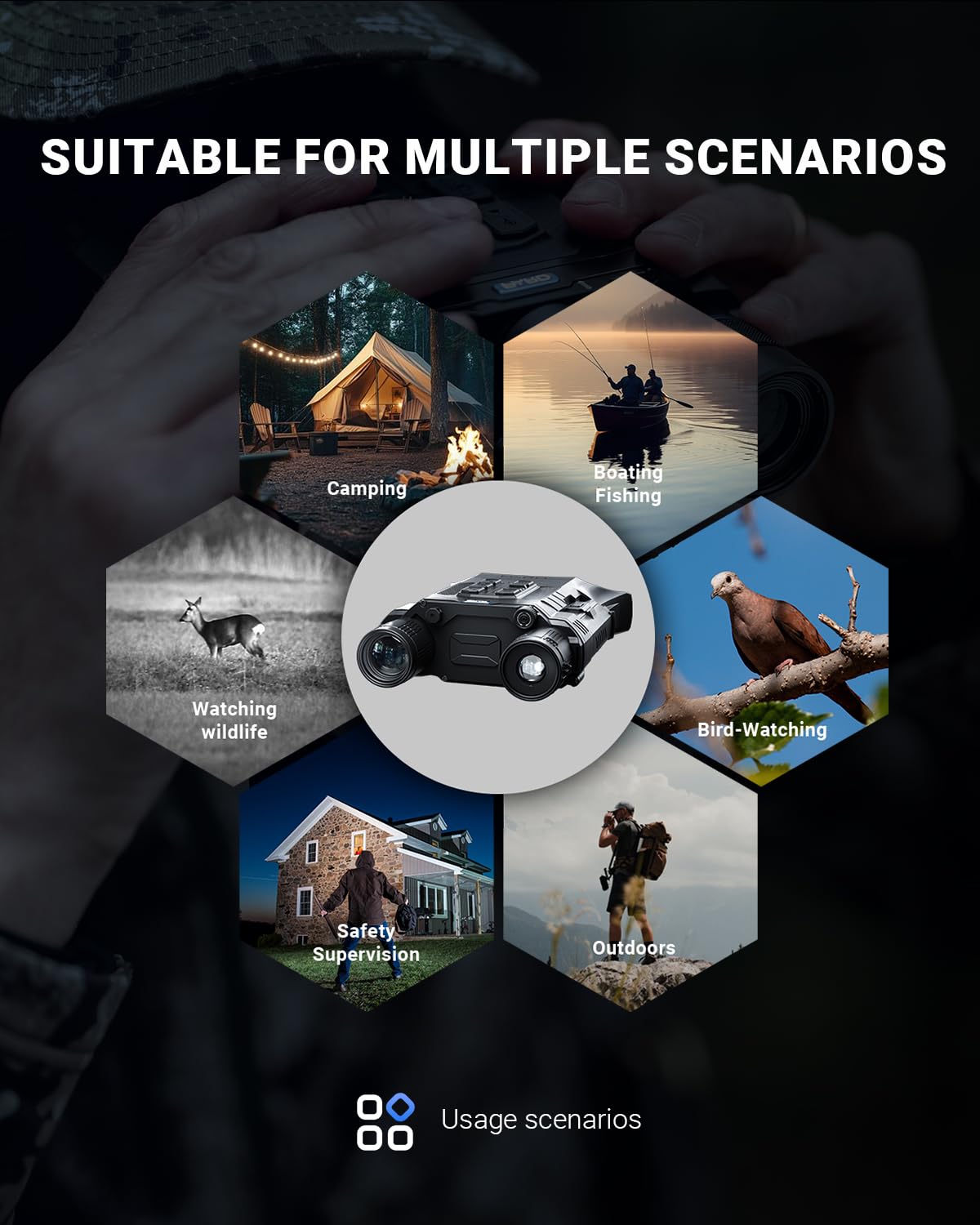 Merlin Night Vision Binoculars,9.2X Zoom Digital Night Vision Goggles for Adults with 1150FT IR Range,Photo & Video Recording,5000mAh Battery, App Control,IP67 Monocular for Hunting Camping & Security