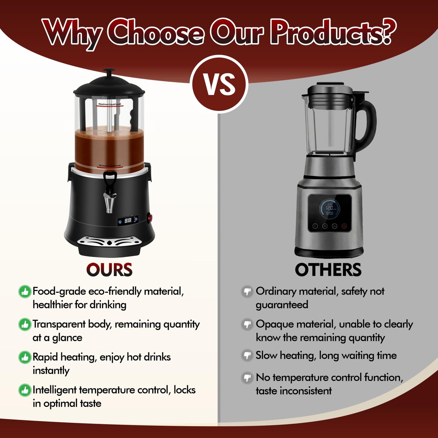 Commercial Hot Chocolate Machine - 10L/2.6Gal Hot Chocolate Maker, Electric Hot Drink Dispenser, 86-194°F Temperature Control Hot Beverage Maker for Cocoa, Milk, Coffee, Juice - Black