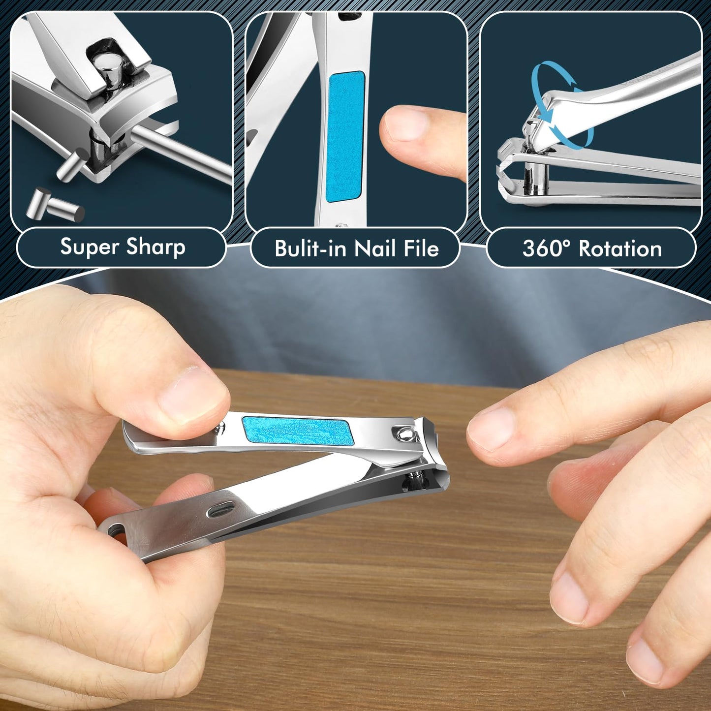 VEPKUSO Toenail Clippers for Thick Nails, Professional Nail Clippers Set with Catcher, Stainless Steel Heavy Duty Nail Cutter for Ingrown Toenails, Seniors, Men&Pregnant Women