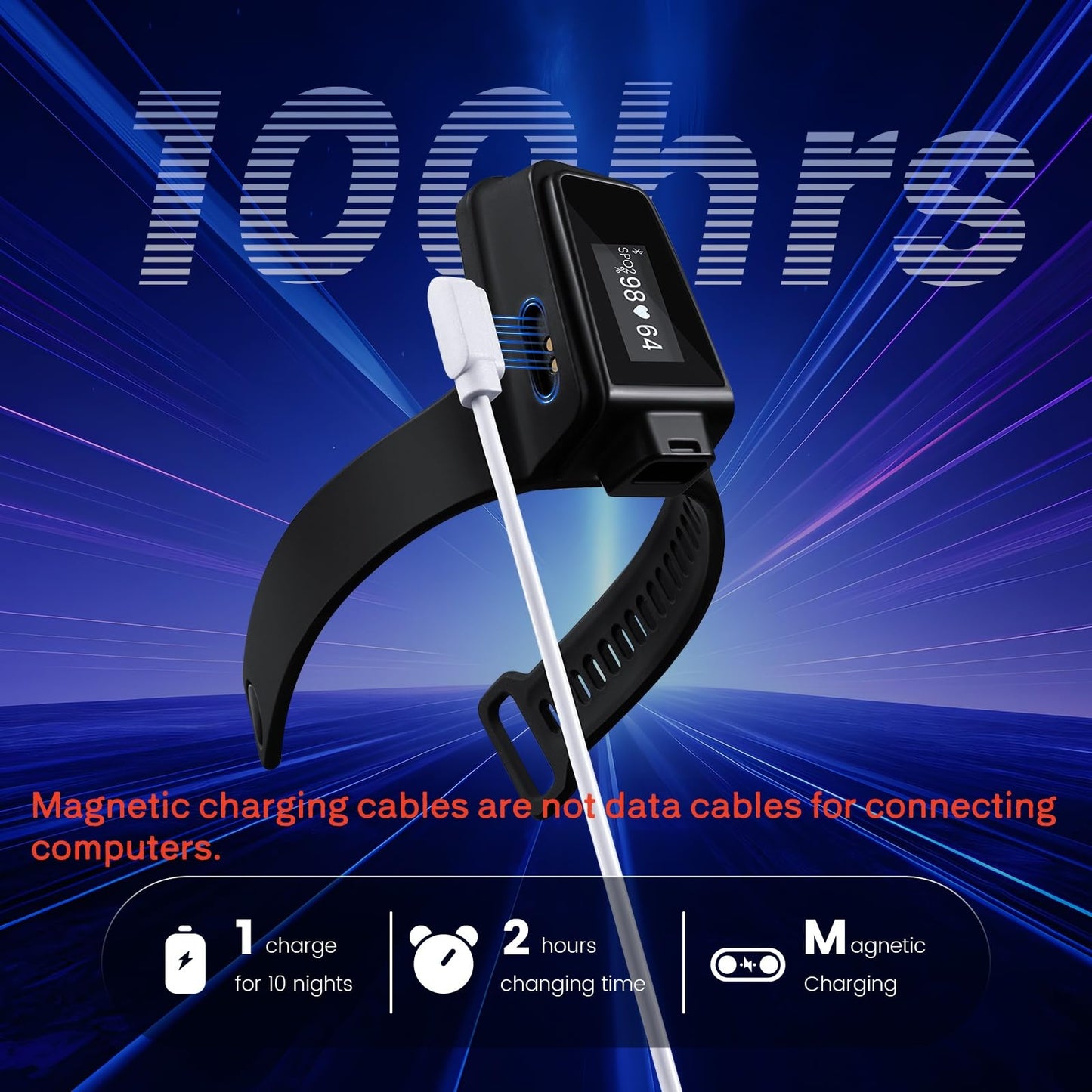 Wellue Wrist Pulse Oximeter| 100-Hour Endurance Blood Oxygen Monitor with Audible Reminder, Rechargeble Checkme O2 Ultra for Tracking SpO2 and Pulse Rate, Comes with Free PC Software & APP