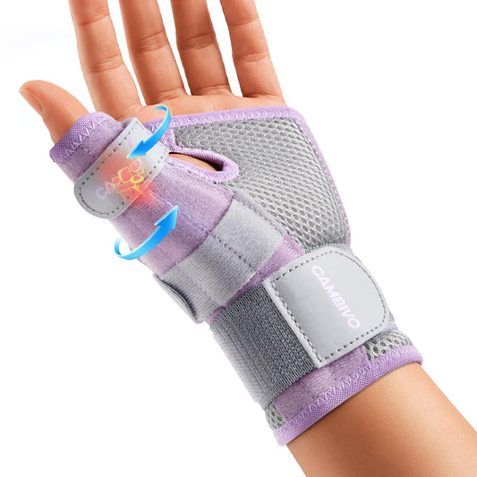 CAMBIVO Thumb Brace for CMC Joint Pain Relief, Arthritis, Tendinitis & De Quervain’s, Adjustable Thumb Spica Splint with Open-Palm Design for Typing & Daily Tasks, Breathable Reversible Stabilizer for Left/Right Hand