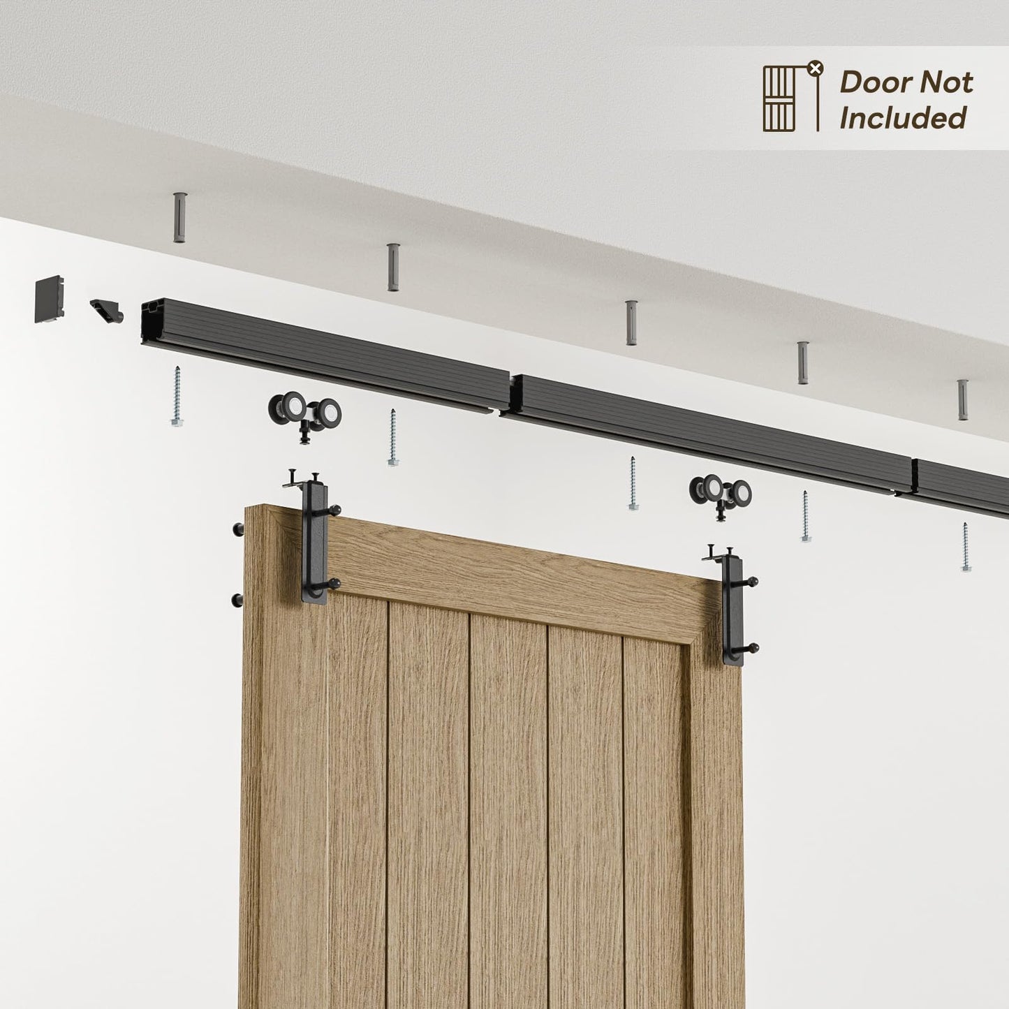 BONIKLUBA 6.6FT Ceiling Mount Box Rail Barn Door Hardware Kit,Heavy Duty Steel Sliding Barn Door Track,Fit Interior and Exterior Door,Easy Install(No Door)