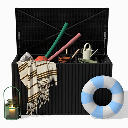 Veradek Everything Deck Box 120 Gallon | Lockable Storage Box and Organization for Patio Furniture, Outdoor Cushions, Throw Pillows, and Garden Tools