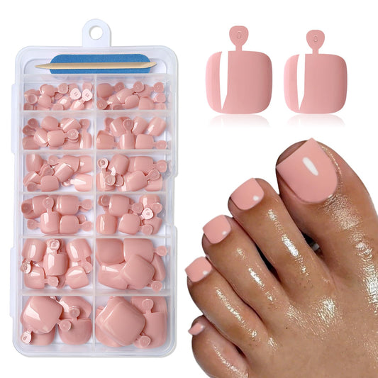 Lifextol 120PC Pink Press on Toenails for Women Fake Toe nail Press ons Acrylic Toe Press on Nails Set, Pink Press on Toe Nails Press on Fake Toenails Press ons Acrylic Toe Nail Tips Kit & Glue Tab-M