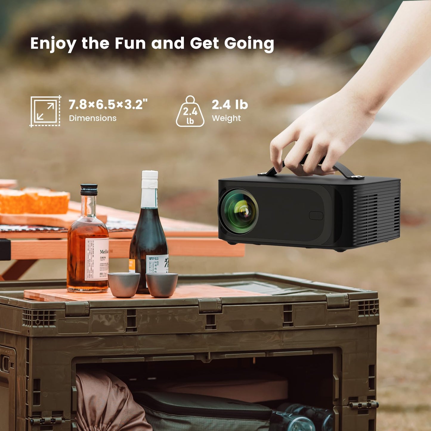 [Official Licensed APPs/1500 ANSI] Outdoor-Projector-4K with Wifi6 and Bluetooth, Smart TV OS & DoIby Audio, Portable Projector with YouTube/PrimeVideo, ONOAYO 1080P Proyector with 300 ''Display