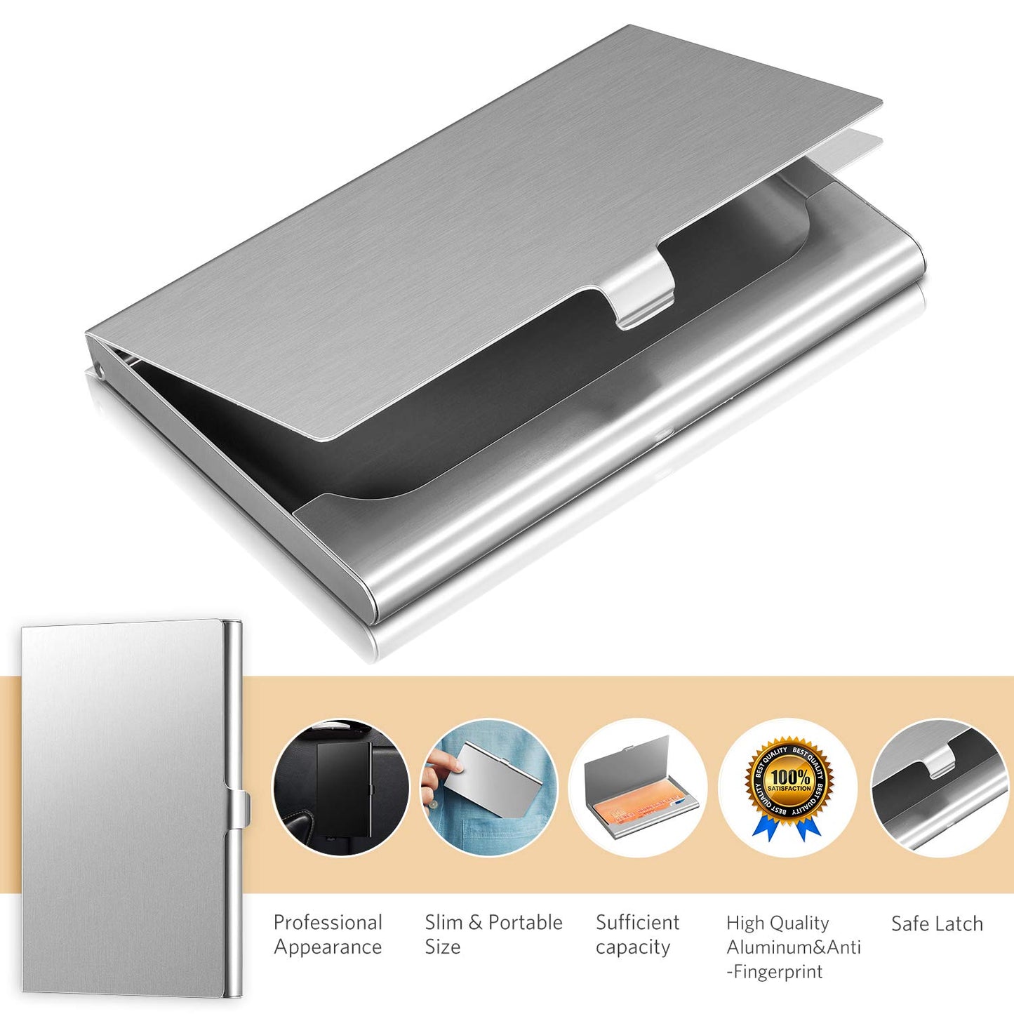 Leinuosen 10 Pack Business Name Card Holder Case Aluminum Business Name Card Carrier Mental Credit Case Wallet Professional Stainless Steel Pocket for Men & Women,2.36 x 3.66 Inch,9 Colors Available