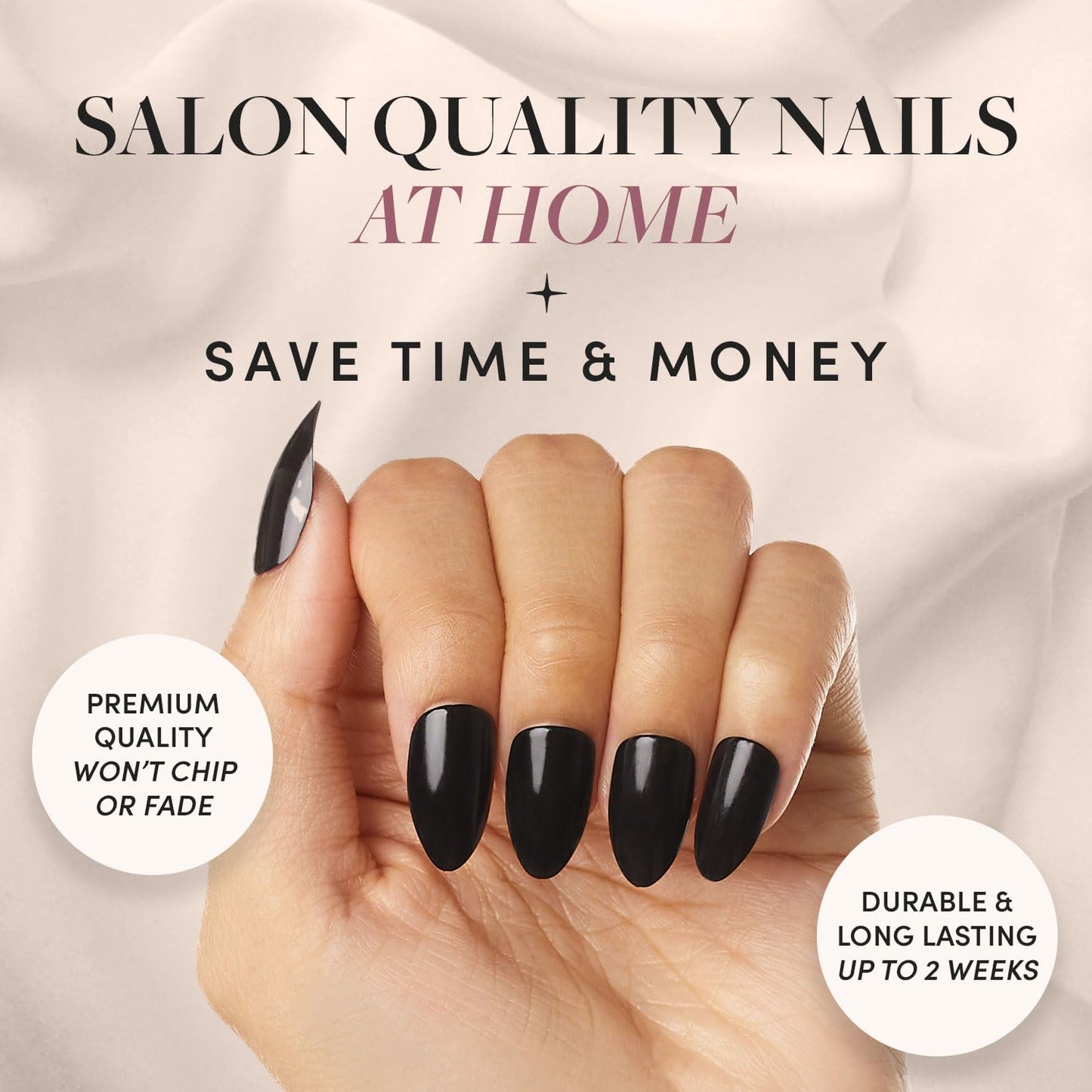Glamnetic x Hello Kitty® and Friends Press-On Nails Bundle - Hello Kitty® Red & Boba | Short Coffin Red French Tip Fake Nails | Opaque Black Short Almond Nails | Reusable Nail Kit with Glue