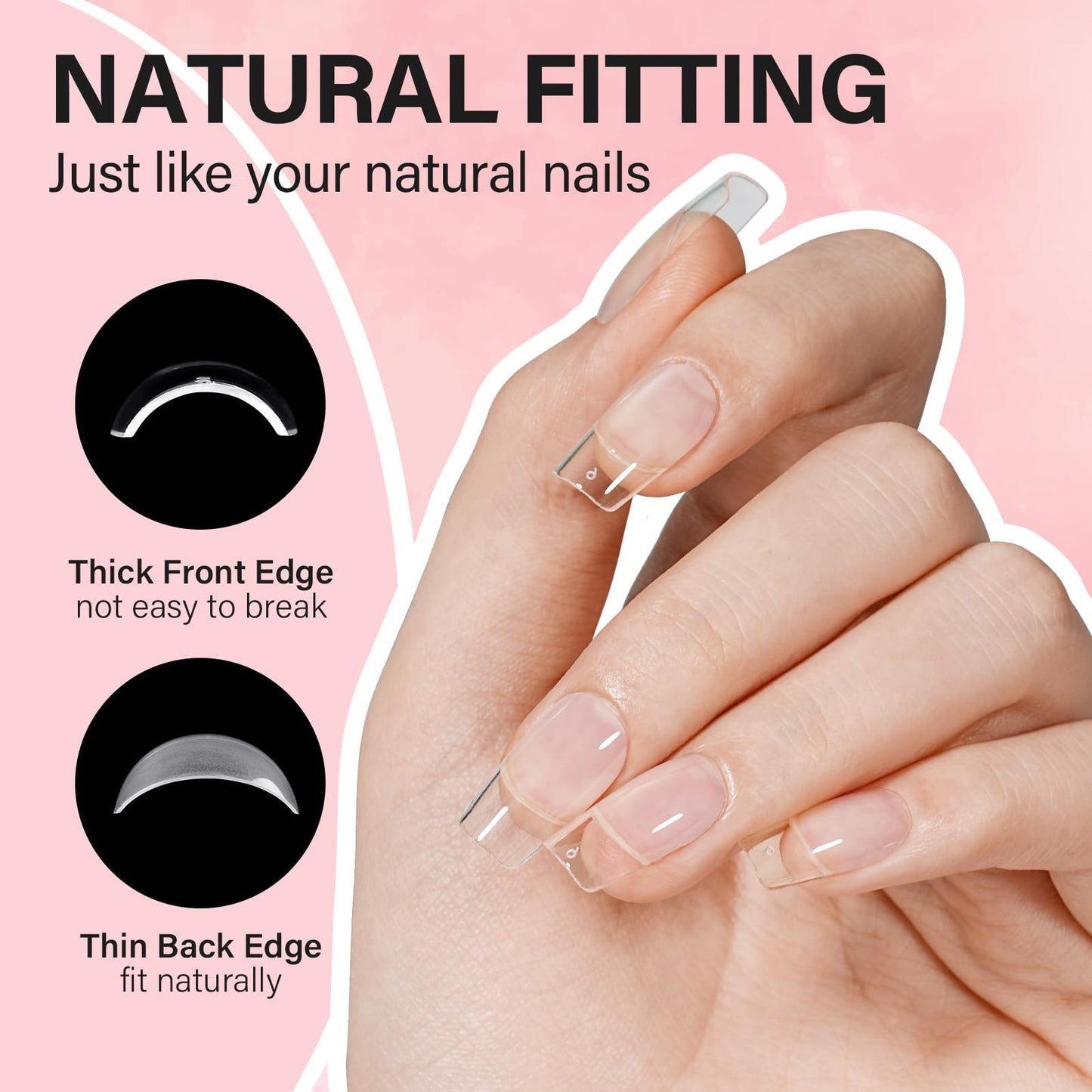 AILLSA Gel Nail Tips Kit Short Square Nail Tips 240pcs with 2 In 1 Nail Glue Base Coat and Nail Dehydrator, Nail Extension Kit with Nail Lamp Top Coat for Starters Home Salon