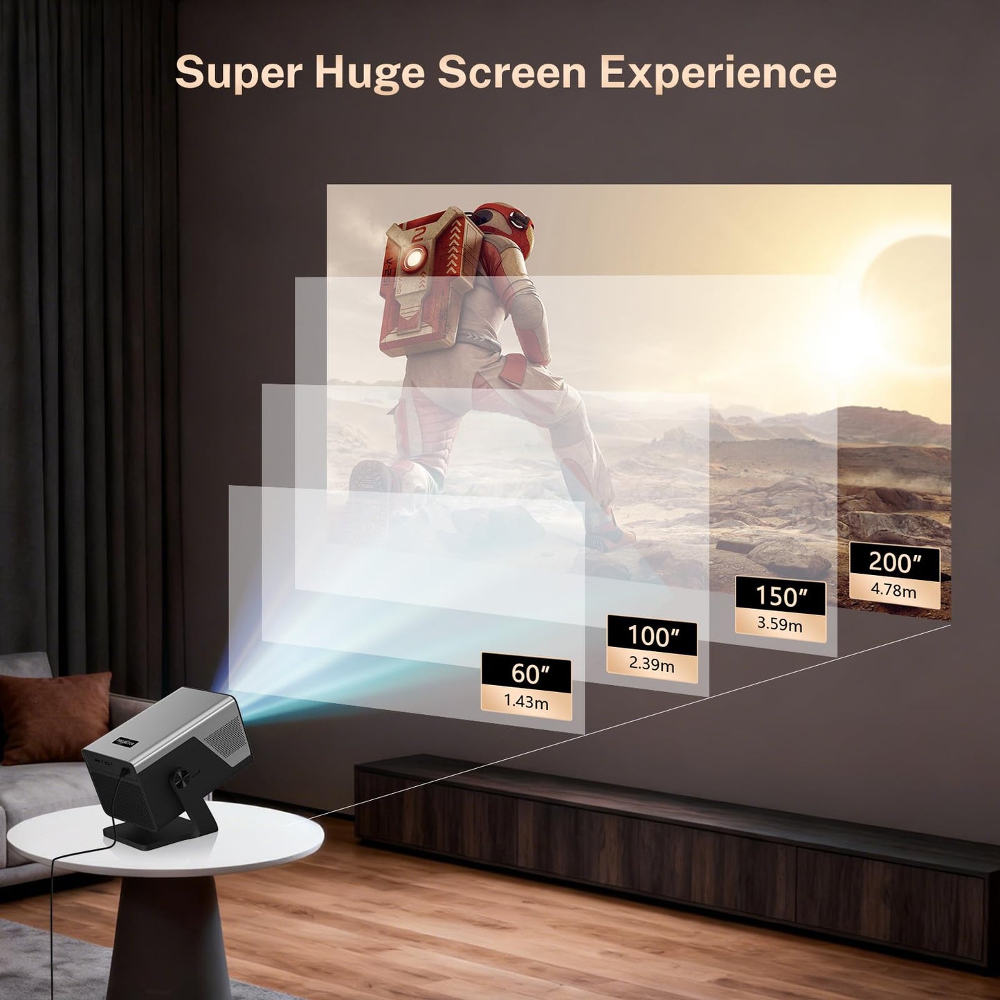 [4K Support/2000 ANSI/AI Visual Calibration] X7 Native 1080P Smart Projector with Android 14 OS,Compatible with Netflix YouTube,AI Auto Focus&Keystone,WiFi,Bluetooth,200" Display Black&Slate Gray