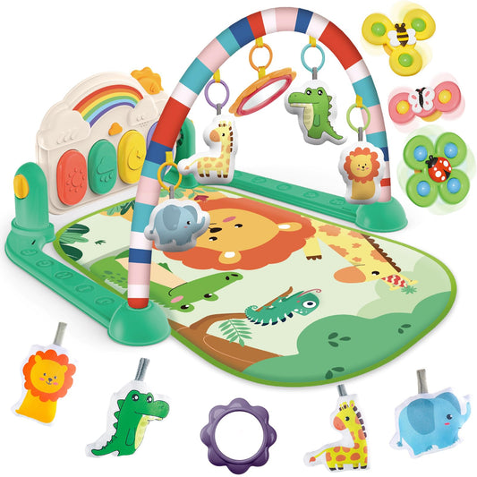 Joryuek Baby Gym & Play Mat, Tummy Time & Activity Mat Toys, Infant to Toddler Play Piano Mat, 0-12 Months (Green)