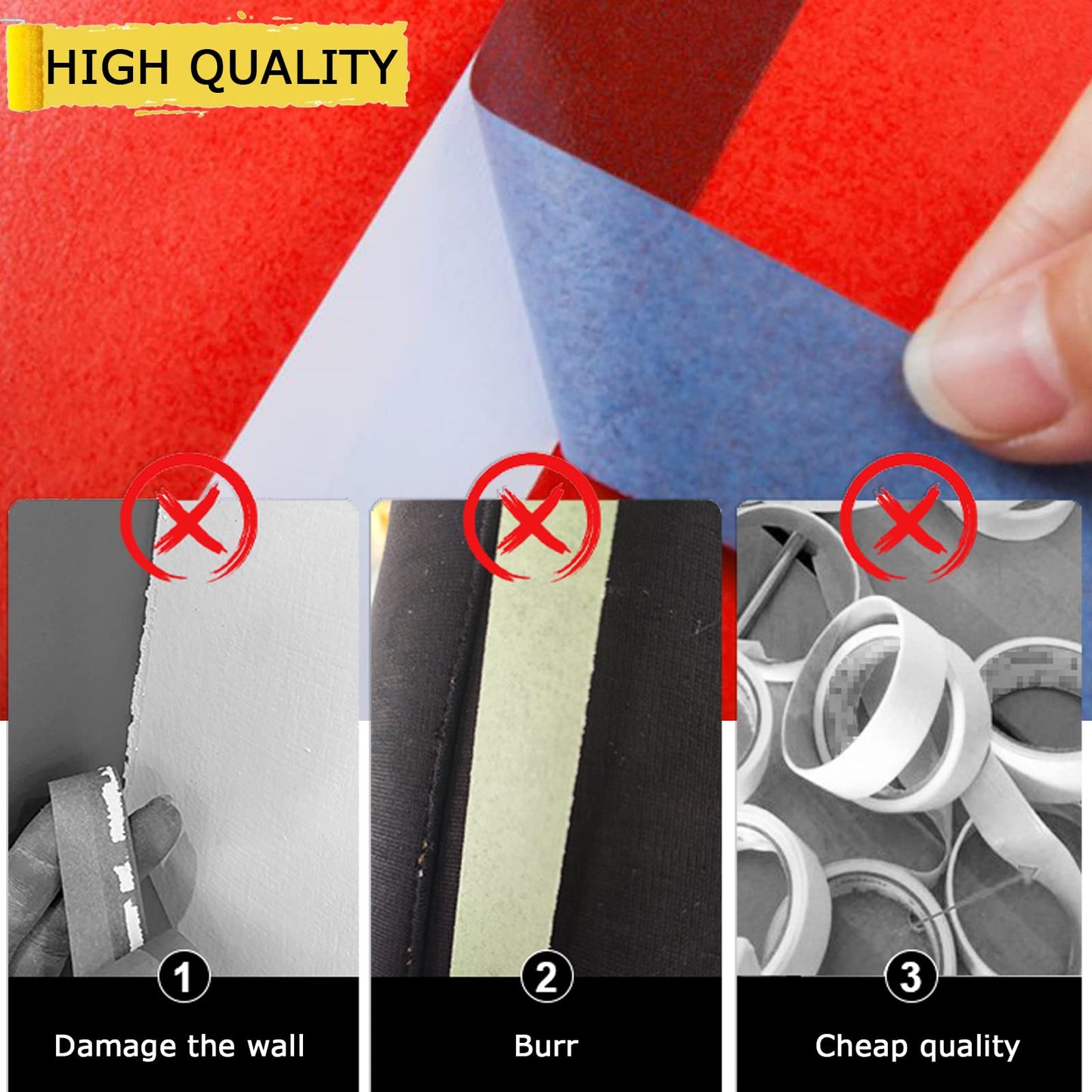 Blue Tape, Painters Tape, Masking Tapes, 0.94 Inch x 60.1 Yards, 6 Rolls, Paper Paper, No Residue Painting Tapes for Multi-Purpose, Kids Arts and Crafts, Scrapbook Supplies, DIY Projects, Labeling