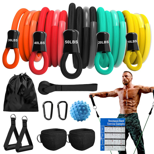 AlpinexFit Resistance Bands for Working Out,150LBS Exercise Bands with Handles,Workout Bands for Men Women, Fitness Bands Set for Muscle Training, Strength, Slim, Yoga, Home Gym Equipment