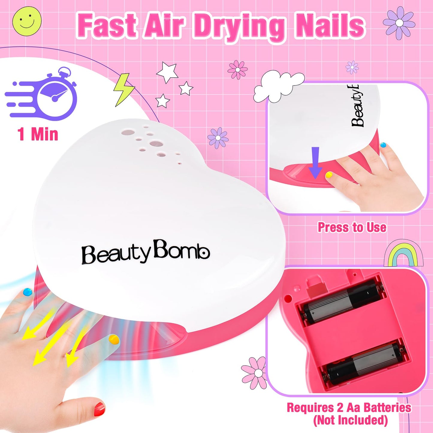 Meaicezli Kids Nail Polish Set for Girls, Nail Art Kit with Nail Dryer, Non-Toxic Nail Polish for Kids with Glitter and Fake Nails, Girl Toys Christmas Birthday Gifts for Girls 8-12