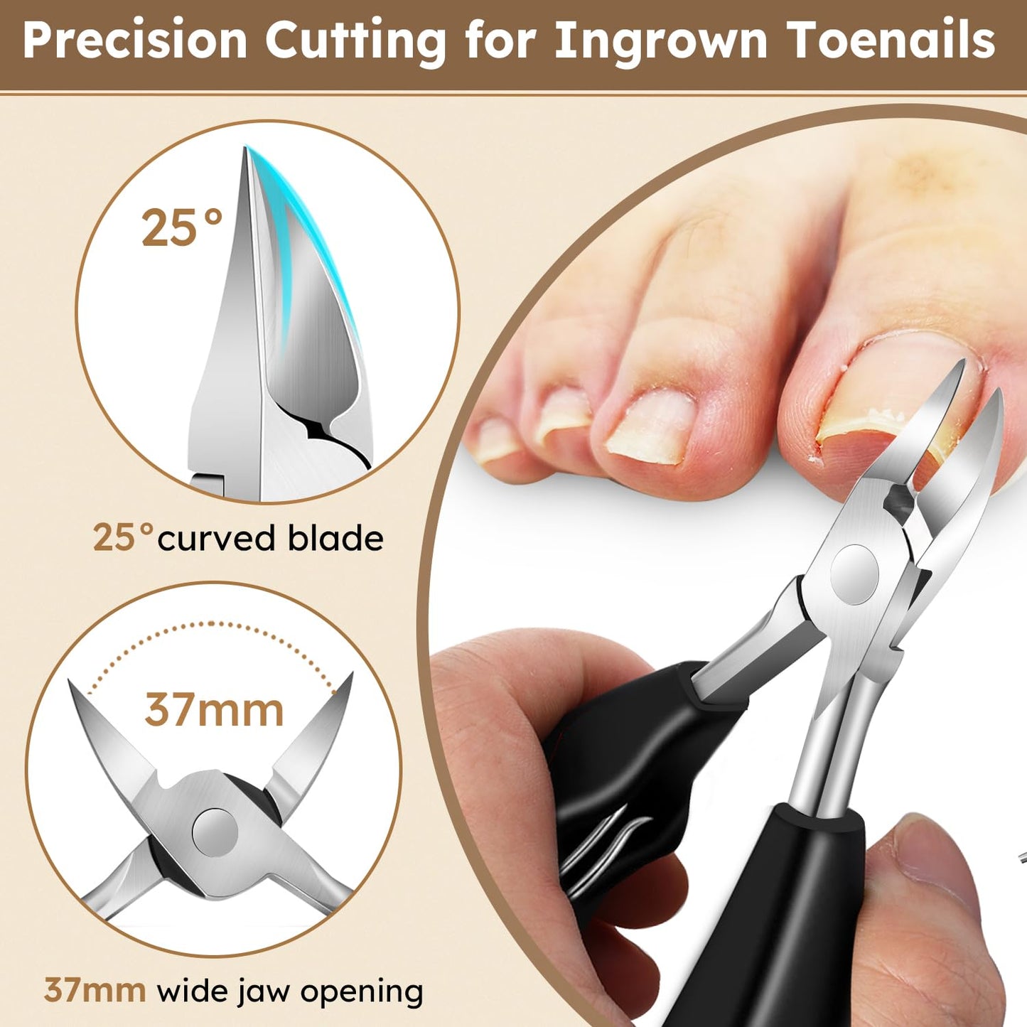 Upgrade Ultra Wide Jaw Opening Nail Clippers for Thick Nails, Long Handled Toenail Clippers for Seniors Thick Toenails, Large Angled Head Sharp Cutters, Fingernail Clippers with Catcher for Men Women