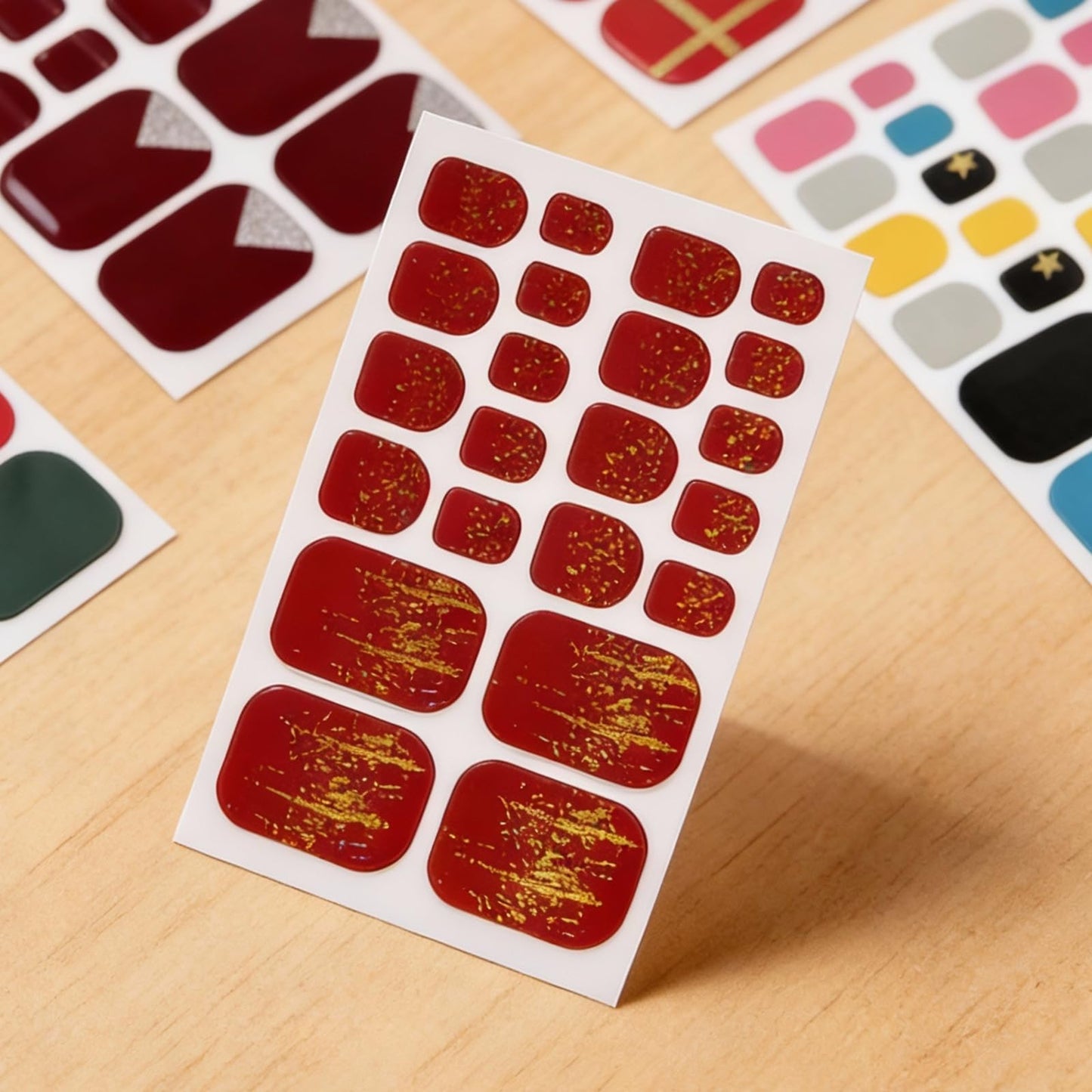 YECIRALA 20 Sheets 440 Pcs Toenail Stickers for Women Nail Art Wraps, Red Series Toe Nail Stickers Wraps for Toes Nail Polish Strips Stick On Nails Polish Stickers for Toenails Gel Nail Color Strips