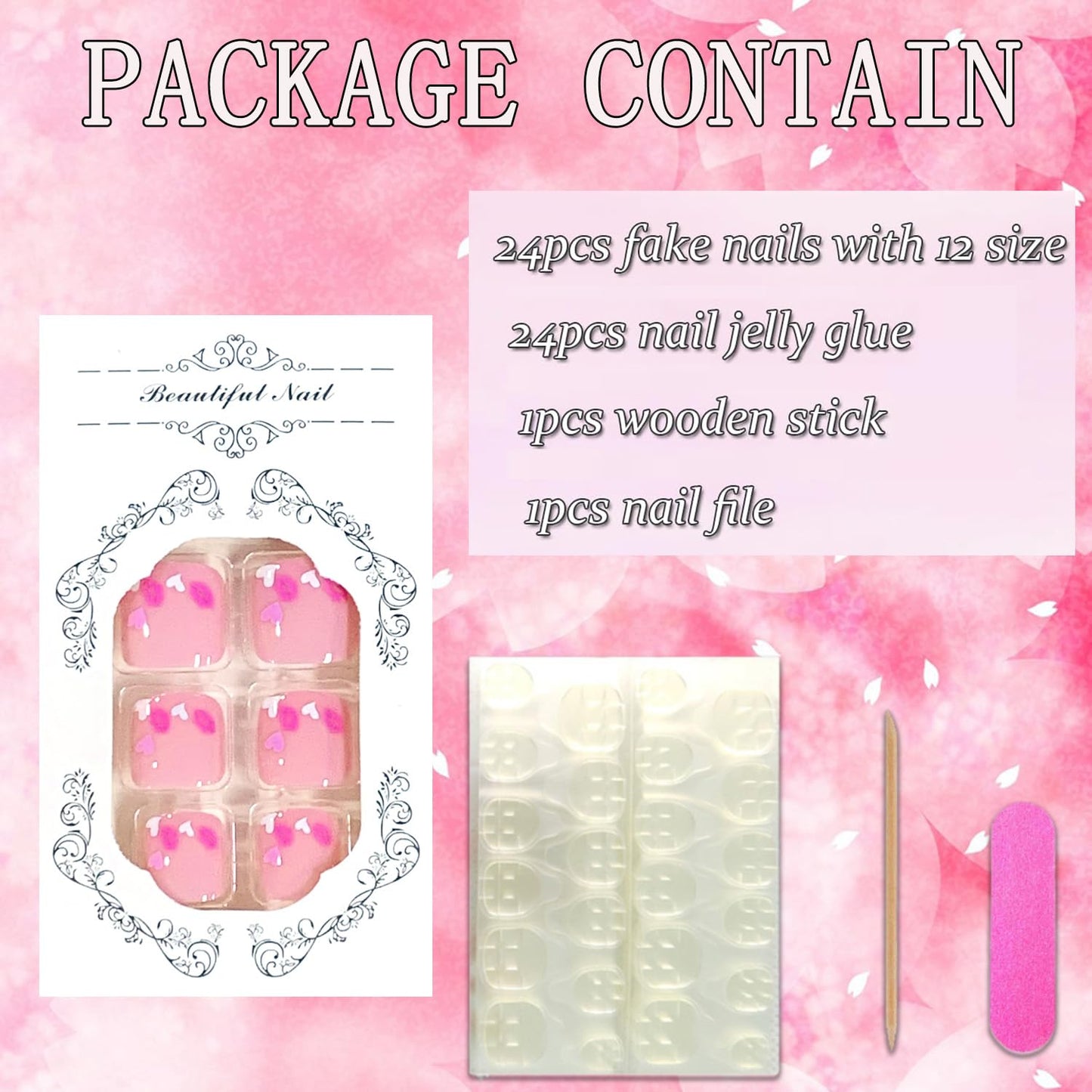 FIEONCIY Press on Toenails with Designs Acrylic Fake Nails for Toe Artificial False Nails with Charms Glue on Toe Nails for Spring Summer Stick on Toenails for Women Girls(JP3798)