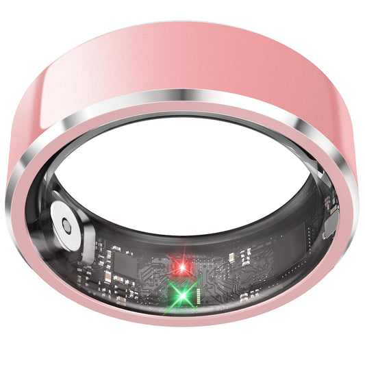 PJIVE Smart Ring for Women,Fitness & Activity Tracker with Blood Pressure/Heart Rate Monitor, Sleep Tracker, Step Counter, IP68 Waterproof Ring for iOS&Android,Fast Charge,No Subscription (Pink,Size8