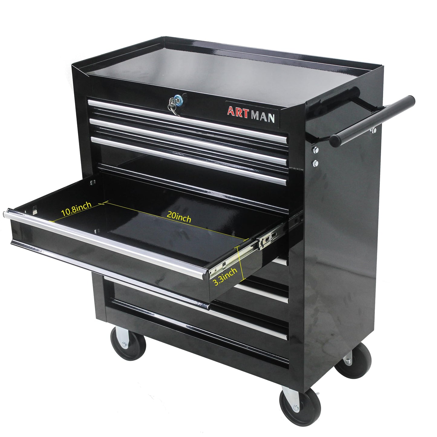 nifoti 7 Drawers Tool Cart on Wheels,Multifunctional Rolling Tool Chest Tool Storage,Drawers Rolling Tool Trolley Organizer Tool Case for Garage,Warehouse,Workshop,Repair Shop (7 Drawers-29.9"H-Black)