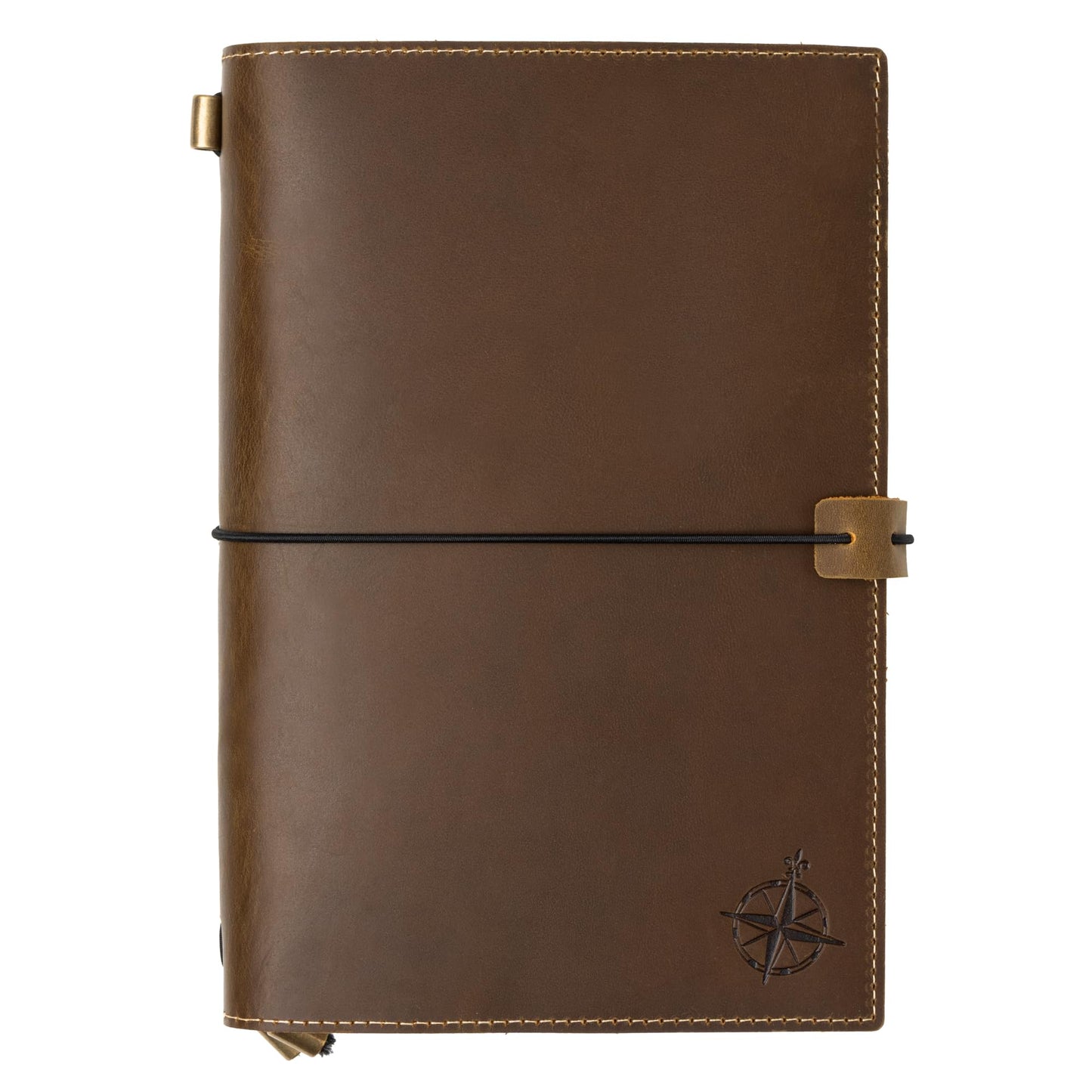 WANDERINGS A5 Size Travelers Notebook with Pockets - 6"x8.5" / 15cm x 22cm - Refillable Travelers Journal - Beautifully Handcrafted, Premium Leather Journal, includes 120 GSM Blank Inserts