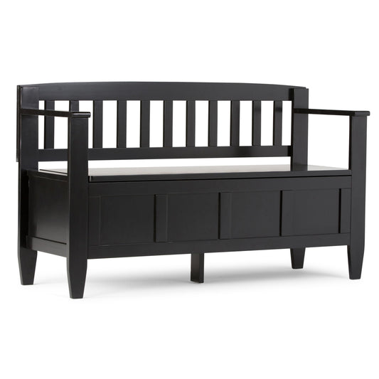 SIMPLIHOME Brooklyn Entryway Storage Bench - 48 inch Wide Solid Wood Hallway Bench in Black, Contemporary Mudroom Bench for Entry or Foyer with Lift-Up Lid and Spacious Hidden Storage