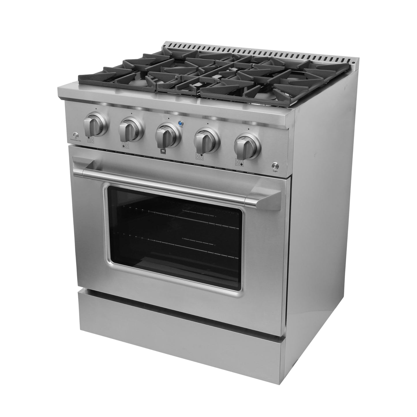 DUURA Elite Gas Range with 4 Burner Cooktop Freestanding with Porcelain Convection Oven and Broil Function, Continuous Grates with Stainless Steel Construction, 30-Inch, Metallic