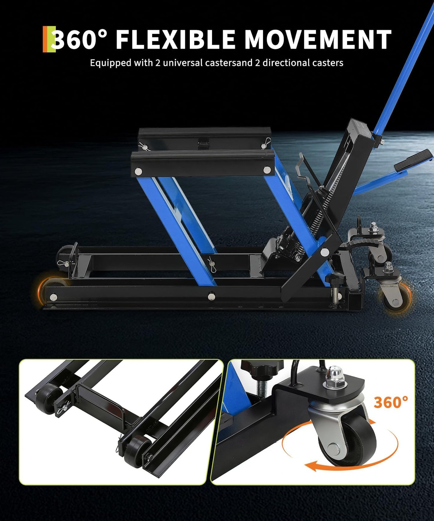 Garvee Motorcycle Jack, 1500 Lbs Hydraulic Motorcycle Lift Jack, Adjustable Height 4.53" To15.35, Heavy-Duty Steel ATV Lift Stand Scissor Jack for Motorcycles, Dirt Bikes, ATVs