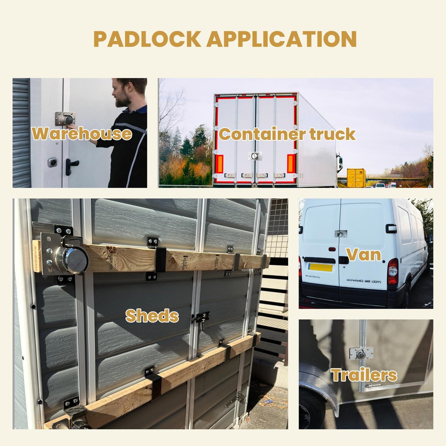 2 Pack Van Door Padlock Keyed Alike Heavy Duty Solid Steel Hasp 73MM Garage Shed Door Lock Security Padlock Nut with 4 Keys for Trucks, Gates, Vans