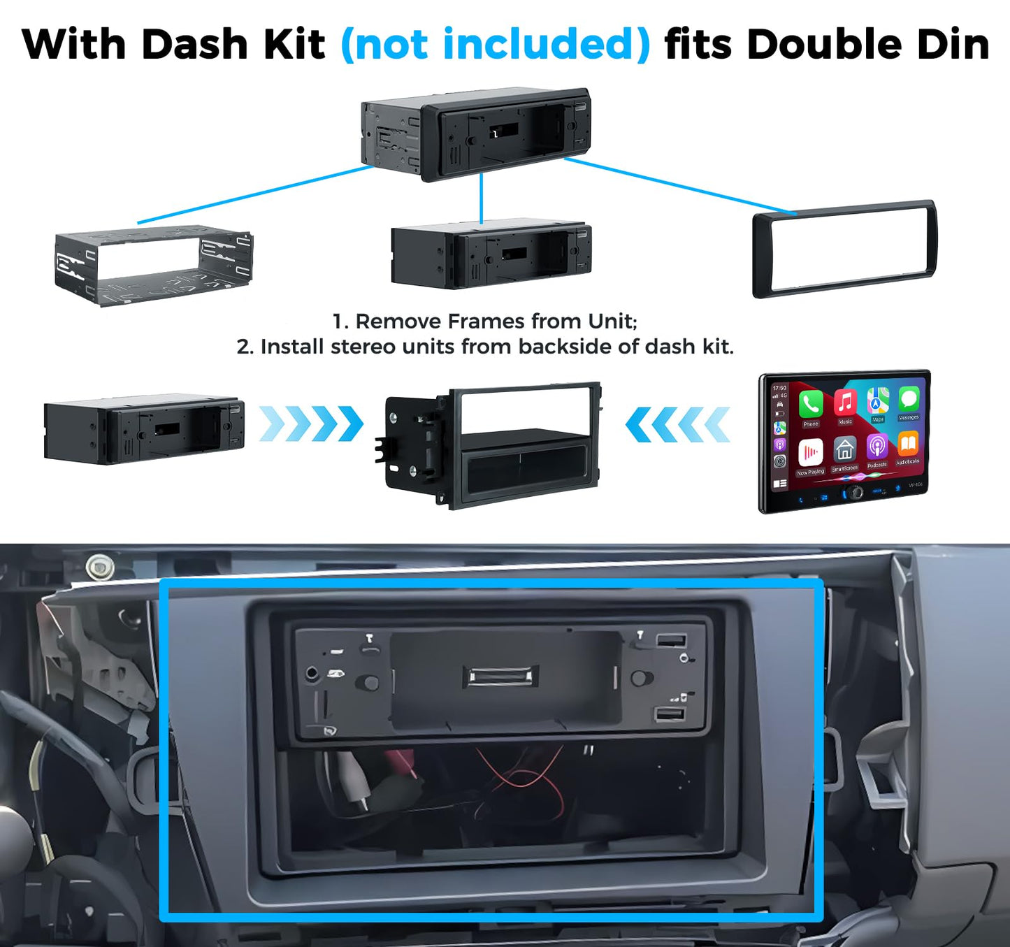 PLZ Single Din Car Stereo Wireless Apple Carplay Android Auto Radio, 10.1" Car Play Touch Screen, Bluetooth 5.3 Car Audio Receiver, 4.2 Channel 240W, Subwoofers, Backup Camera, Navigation, FM/AM, SWC