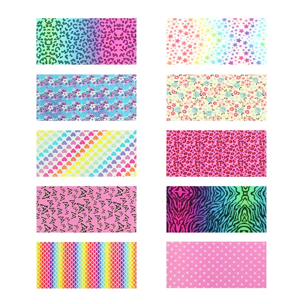 Candy Rainbow Nail Foils Transfer Nail Art Flower Nail Stickers Spring Summer Foil Nail Art Supplies 10 Rolls Leopard Print Star Heart Nails Foil Transfer Stickers Starry Sky Paper Manicure for Women