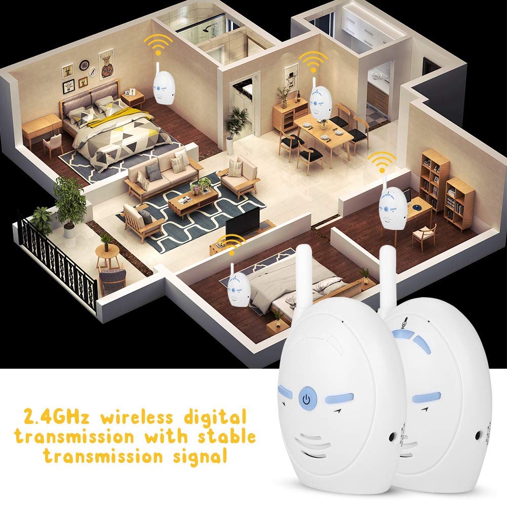 Digital Audio Baby Monitor, Nanny Intercom Surveillance System Support Two Way Audio, High Sensitivity Security Alarm for Home Baby Pet Monitor US