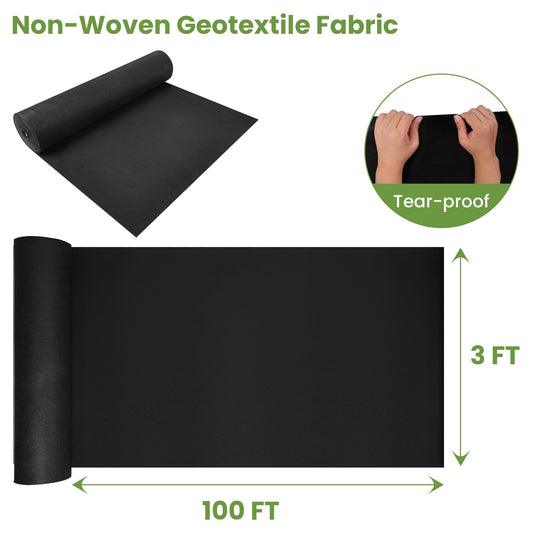 hzgeotl Premium Heavy Duty Weed Barrier Landscape Fabric for Outdoor Gardens, Non Woven Weed Blocker Fabric - Garden Landscaping Fabric Roll - Weed Control Fabric in Rolls(6OZ 3x100ft,Non Woven)