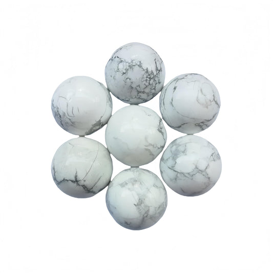 Sunshcat Natural White Howlite Turquoise 0.78 Inchs Crystals and Healing Stone Ball Set,Home Desktop Feng Shui Array Decoration(7 Pieces) ﻿