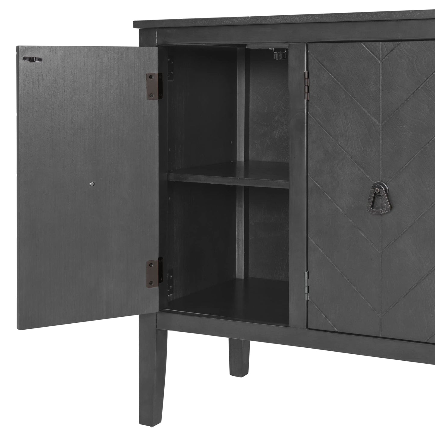 Merax Country Style Shelf Storage Sideboard Buffet Cabinet with 3 Retro Metal Handles and 4 Pinewood Legs,37.0" Elegant Entryway Table for Entryway, Living Room,Study Room,Dining Room,Grey