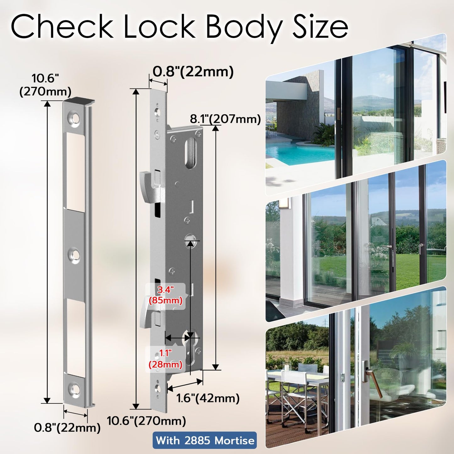 Dhiedas Fingerprint Sliding Glass Door Lock, Door Lock with RFID Fingerprint Remote Unlock, Keypad Electronic Digital Biometric Mortise Smart Lock for Double Hook Patio Sliding Door