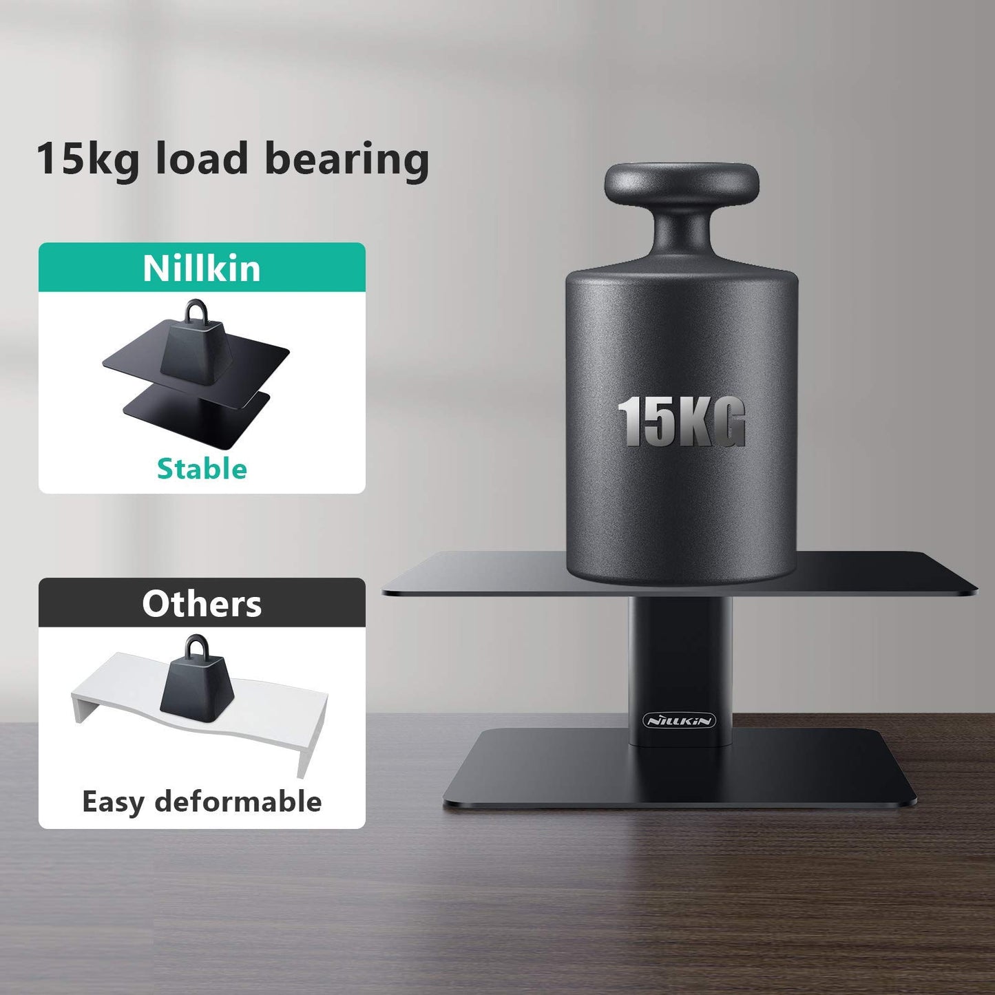 Nillkin Monitor Stand for Desk, Adjustable Height Computer Monitor Stand, Ergonomic Aluminum Computer Stand for Desktop Monitor, iMac, Studio Display XDR, Dell, HP, Lenovo, Other Screen Display, Black