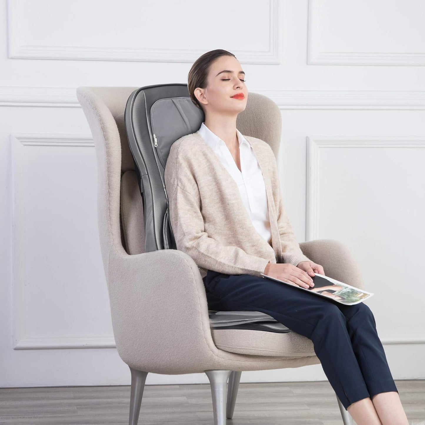 COMFIER Massager Chair with Heat, Shiatsu Neck Back Massager Portable with Compression & Rolling,Massage Chair Pad for Neck & Back for Muscle Tension Relief
