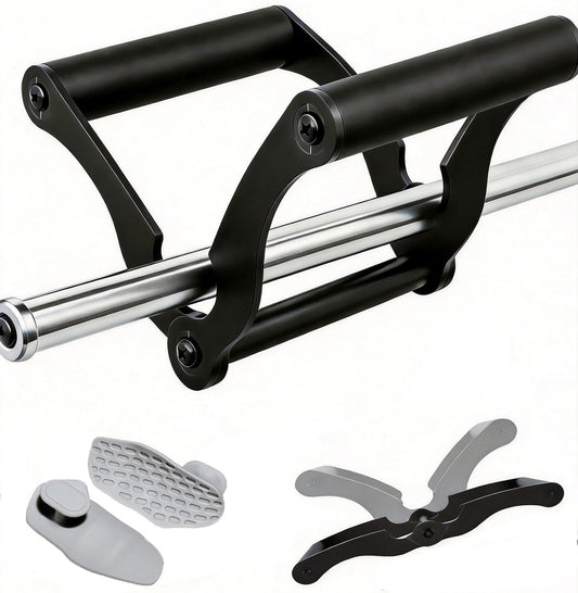 V Bar Landmine Handle Attachment - Adjustable T Bar Row Attachment, T Bar Handle for Barbell, Steel T Bar Row Protectors, Fits 1-2” Olympic Bar for Home Gym, Back & Core Training(t bar row handle)