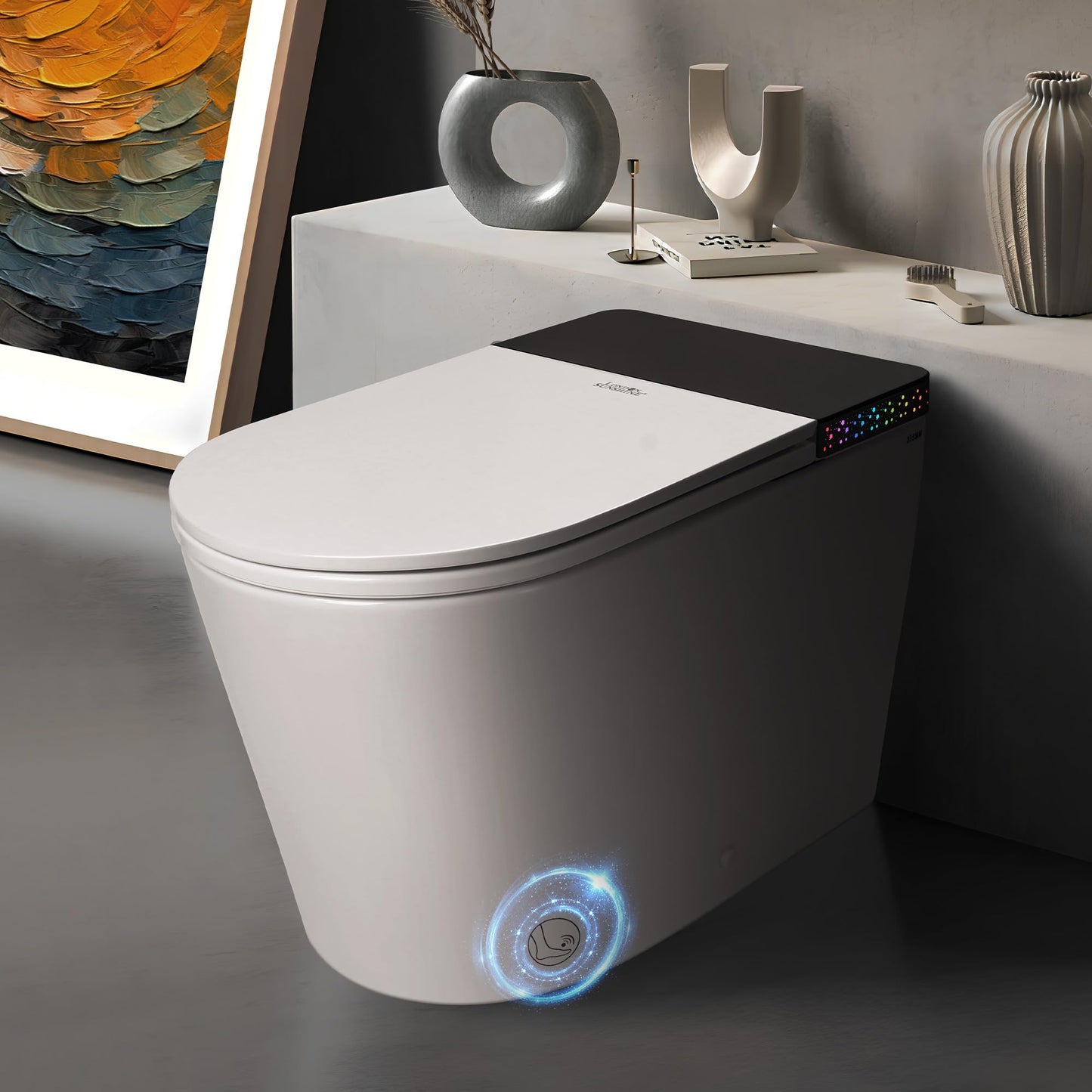 London Sunshine ADA Premium Smart Toilet with Automatic Opening Lid, Microwave & Foot Sensor Flushing, Bidet Wash & Air Dryer, Self-Cleaning Nozzle, Heated Seat, LED Display, Quiet Dual Pump