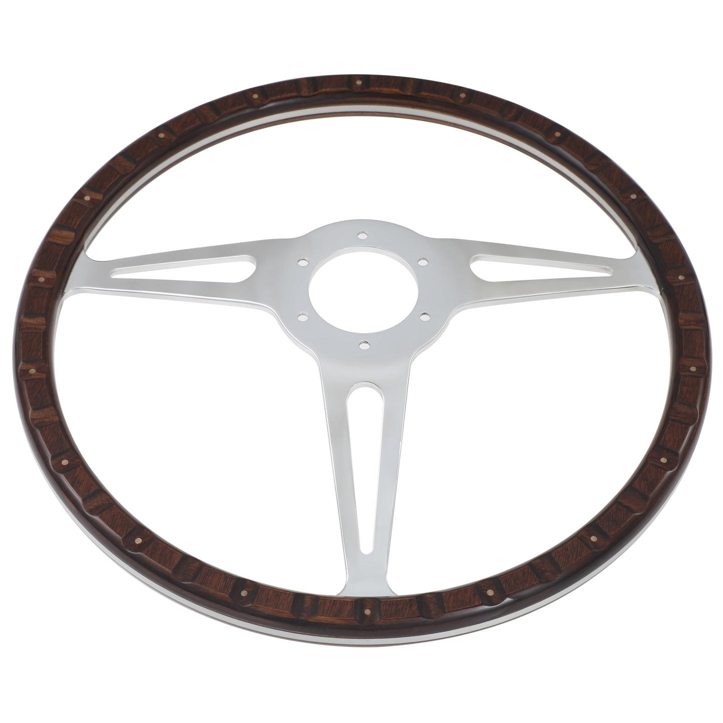 Flashpower 14'' Classic Wood Steering Wheel Riveted with Horn Button restoration