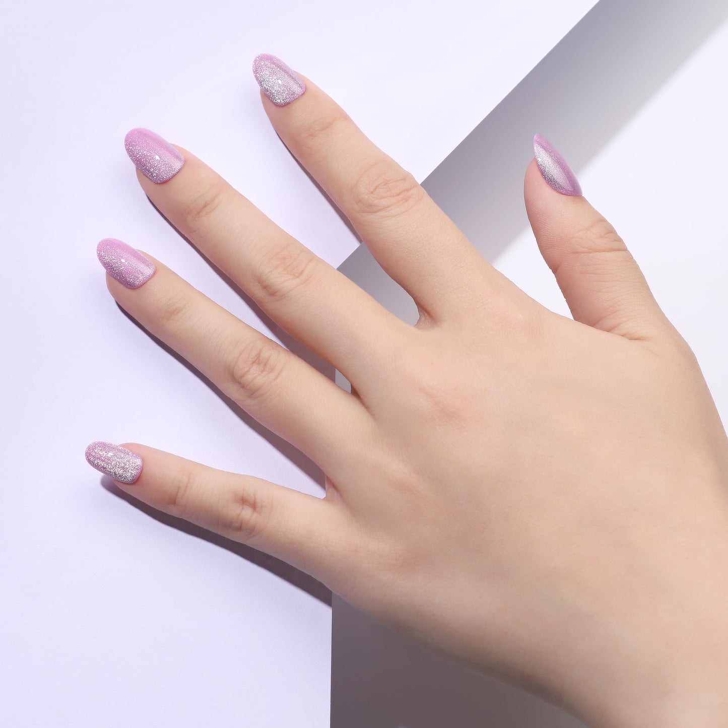 PaintLab Press On Nails Kit for Women – Lavender Fairy Cat Eye Oval Fake Nails, 30 Nails in 15 Sizes with Glue, Reusable Salon Quality Press On Nails