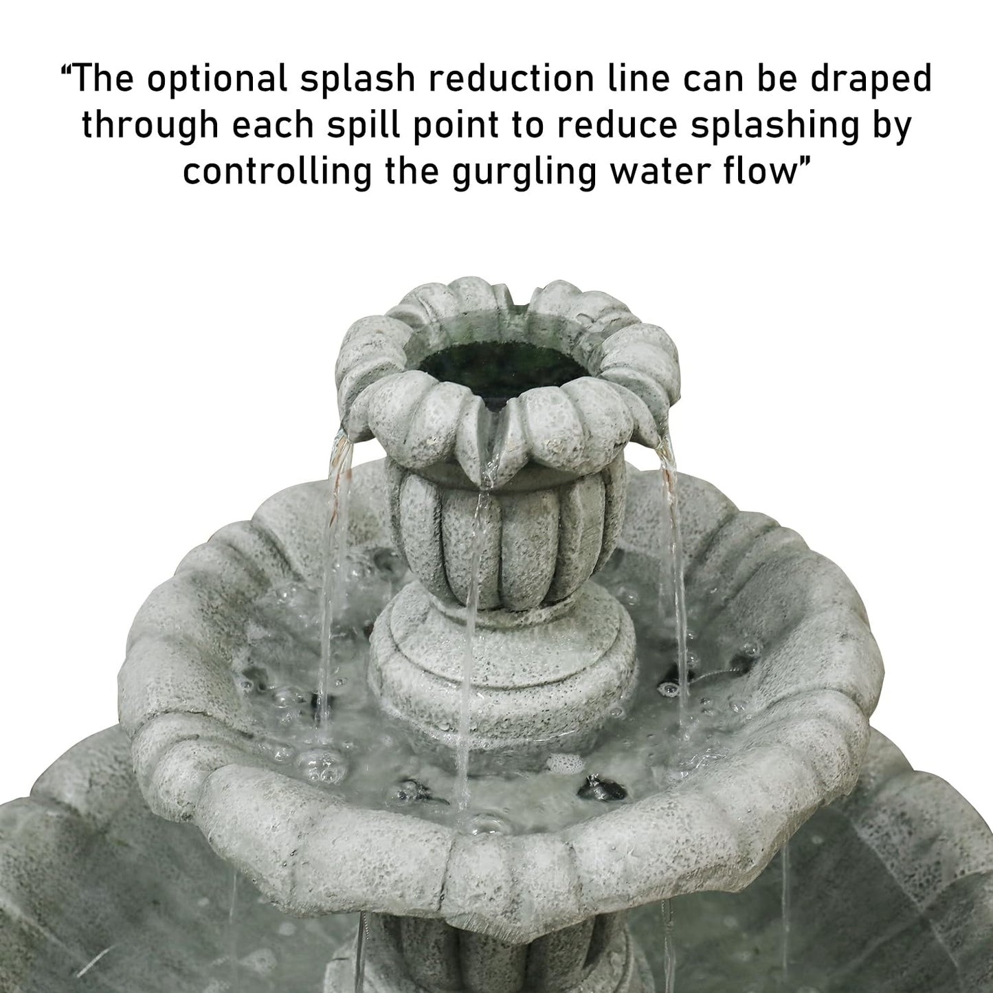 ourrco 39.3” H Outdoor Floor Water Fountain, 3-Tiers Concrete Water Fountain with Submersible Electric Pump - Garden Cascading Waterfall for Yard Patio Lawn Home Decor