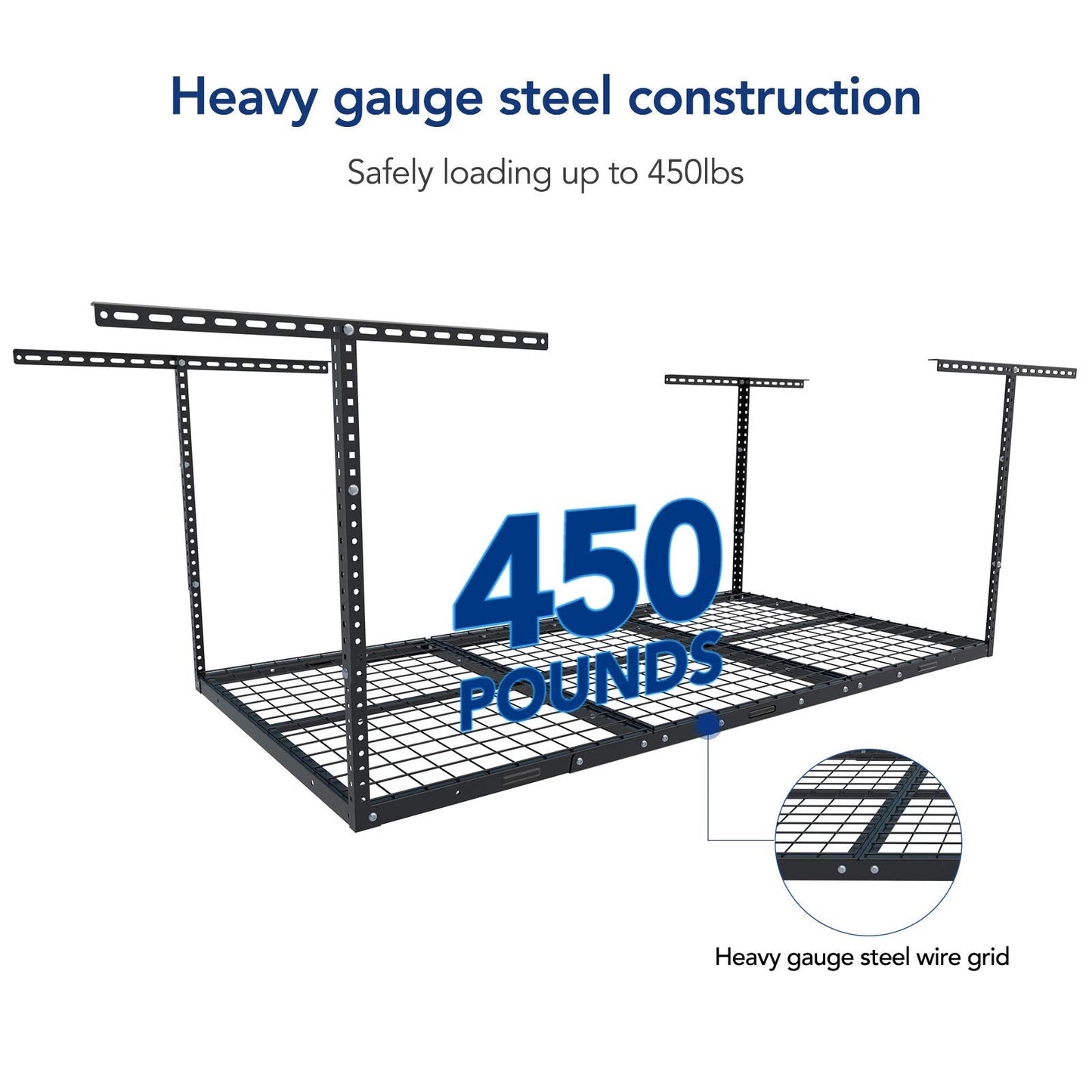 FLEXIMOUNTS 3x6 Overhead Garage Storage Rack, plus 2-Pack 2x4ft Corner Wall Mounted Floating Shelves, 450lbs+440lbs Capacity, Heavy-Duty Garage Organizer, Black
