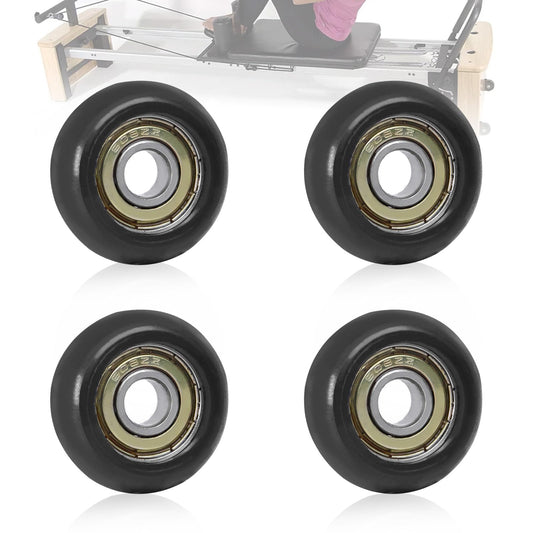 4 PCS Black Roller Wheels Replacement Compatible with Aero Pilates Reformer, Pilates Reformer Machines Wheels, Smooth and Quiet Sliding