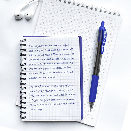 EYEYE G-103 Retractable Gel Pens 0.5mm, 25 Pack 0.5 mm Blue Ink Extra Fine Point Ballpoint Pen Quick Drying, Pen Fine Point Smooth Writing Pens for for Office School Supplies