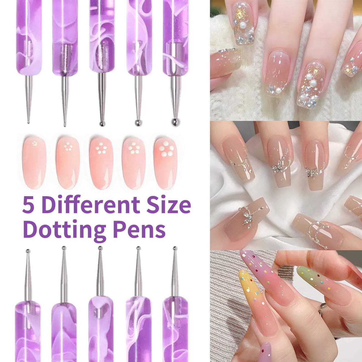 19Pcs Purple Nail Art Brush Set, Nail Brushes Kit with Acrylic Nail Brush, Gel Polish Brushes, Dotting Tools, Nail Dust Brush, Manicure Tool for Acrylic Powder Application, Sculpting & Cleaning