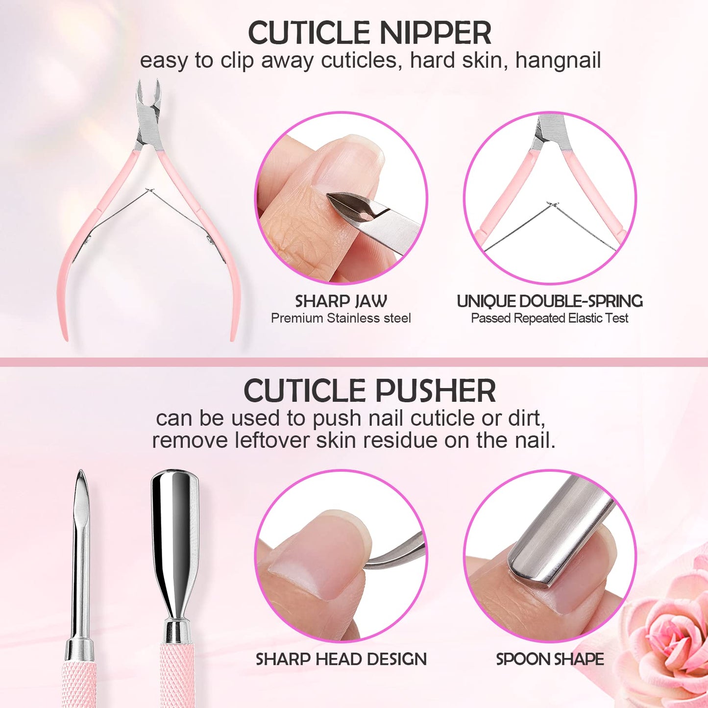 Makartt Nail File and Buffer, Pink Basic Nail Prep Kit with Cuticle Trimmer Bundle with Nail File 80 80 Grit Emery Boards for Nails 10pcs Nail Files for Acrylic Nails