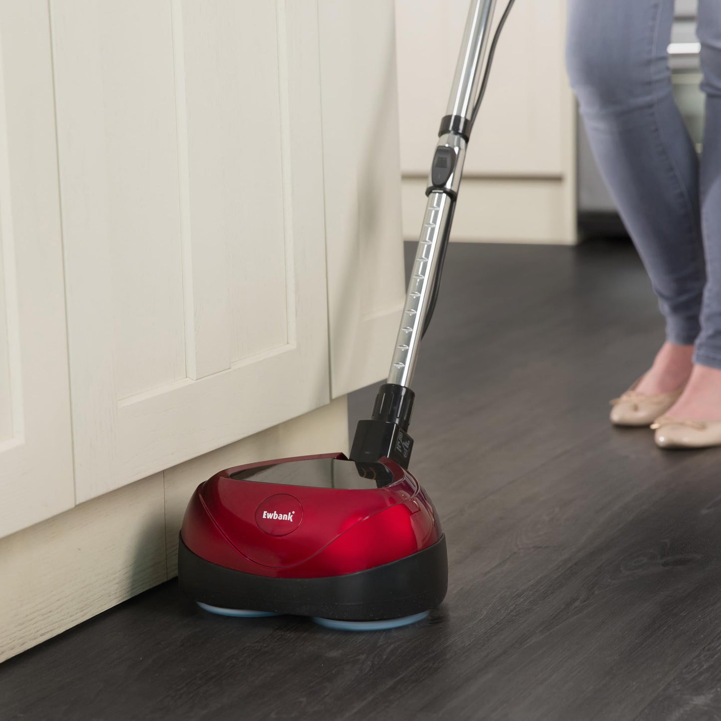 Ewbank EP170 Complete Cleaner, Washer, Scrubber, Scourer, and Polisher, Interchangeable Brushes and Pads Multi-Use Floor Machine, 2200 rpm, Lightweight, Red, 8 Pound