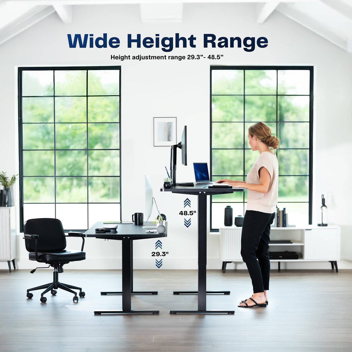 VIVO Electric 60 x 24 in Standing Desk, Memory Height Adjustment, 1B Series, Holds 220 lbs, One-Piece Dark Walnut Top, Black Frame, DESK-KIT-1B6D